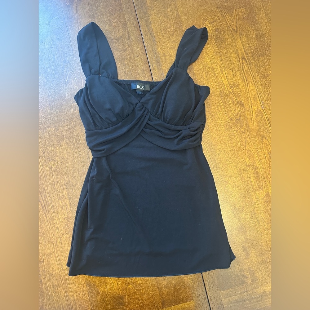 BCX Black Draped Tank Top